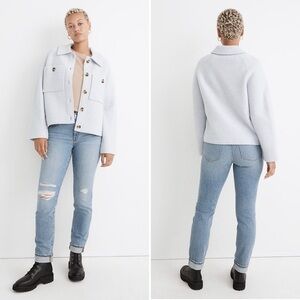 Madewell New Crop Sweater Shirt Jacket Mornig Mist Blue Shacket NWT Large